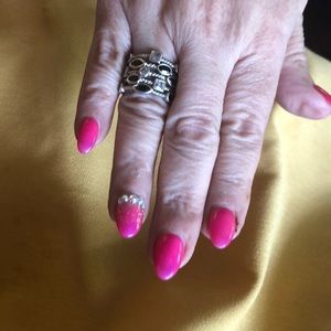 Silver ring with gems